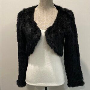 Black Teddy FUR Jacket Bolero crop blazer Size medium